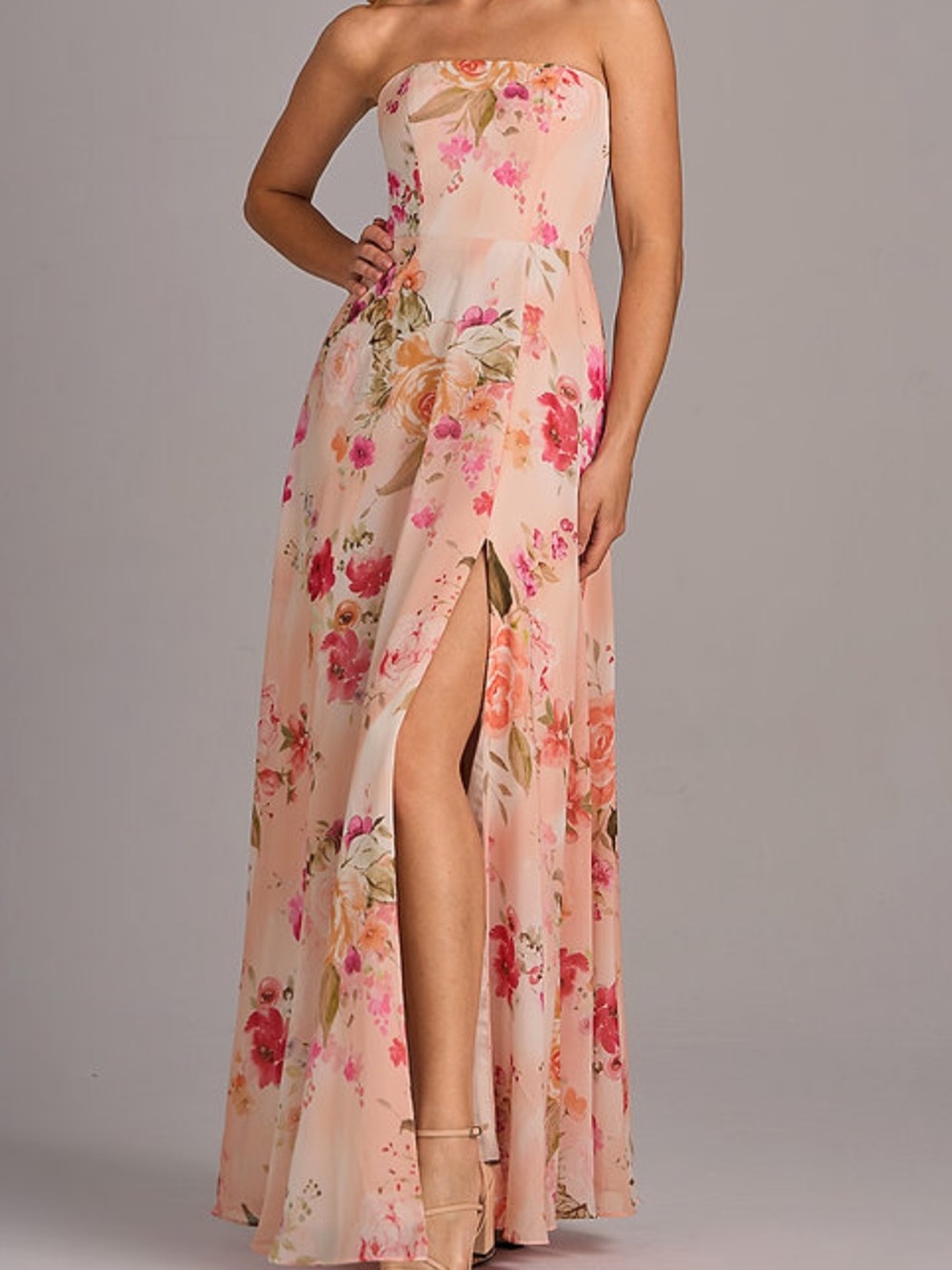 Azazie Blush Pink Floral Maxi Dress